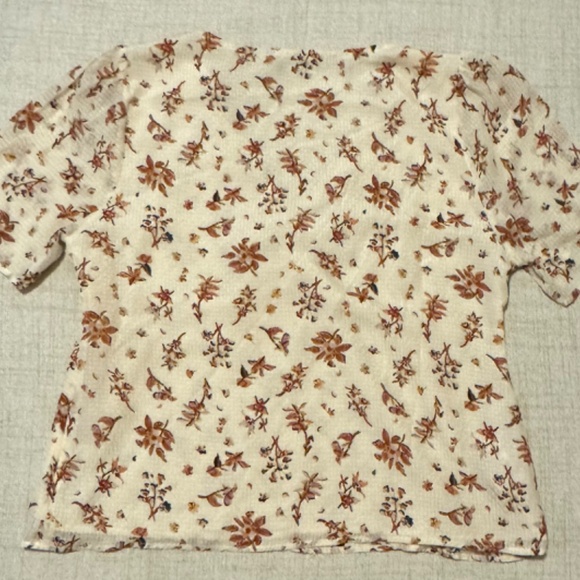 Madewell | Silk Floral Print Blouse - Cream Color | Size 14 - Picture 2 of 12